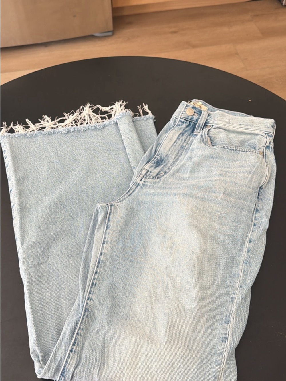 Madewell Light Wash Straight Leg Jeans with Frayed Hem